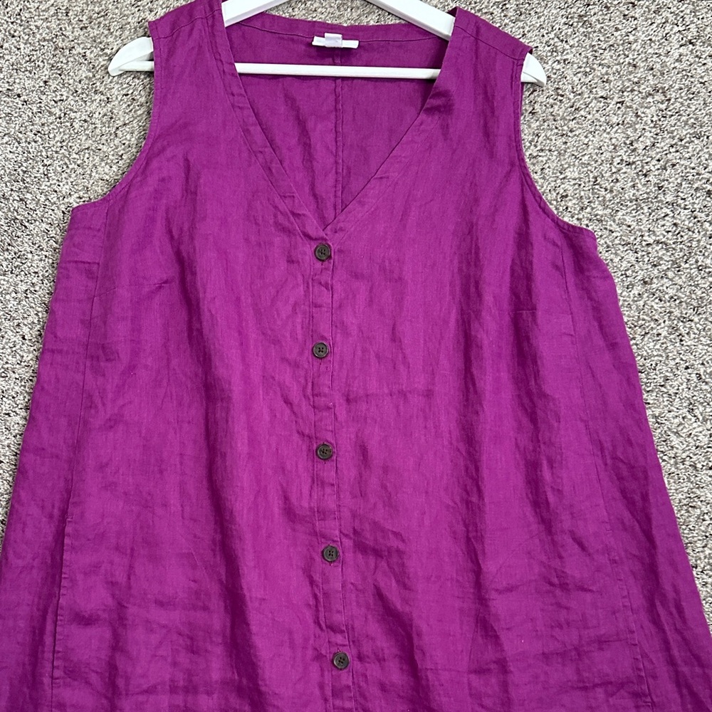 J Jill linen Purple Sleeveless Button-Down maxi Dress 2x travel casual outing - Picture 9 of 9